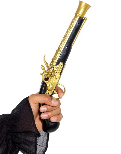 Smiffys Svart og Gullfarget Piratpistol 35 cm