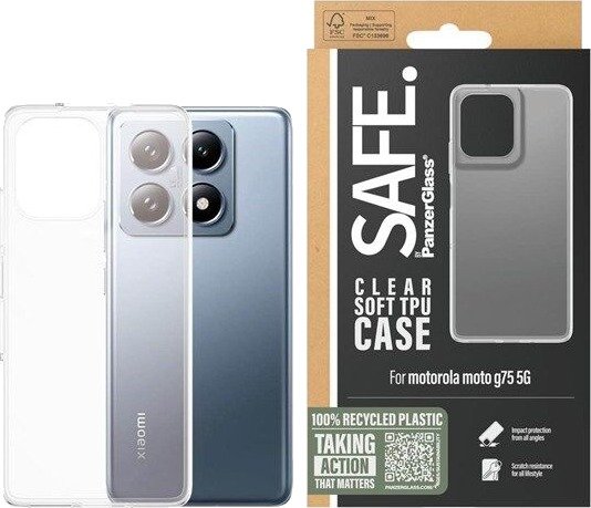 SAFE by PanzerGlass TPU Case Transparent Moto G75 5G | Ultra-Wide Fit