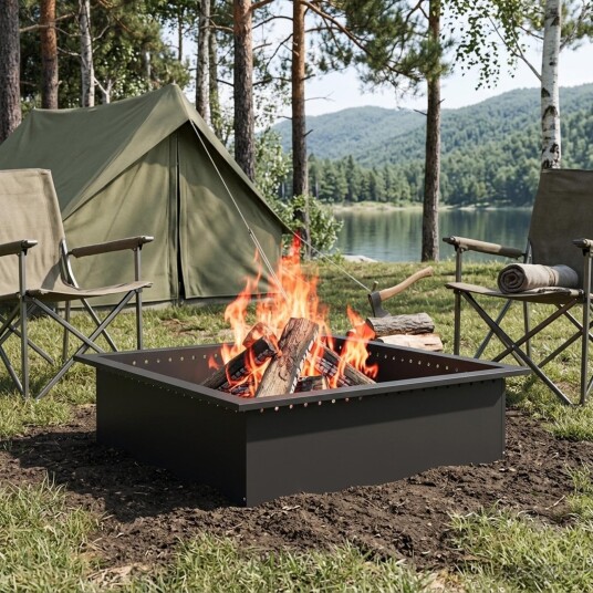 vidaXL Bålplassring Svart 90 x 90 x 25 cm Stål