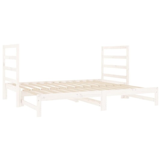vidaXL Uttrekkbar dagseng hvit 2x(90x190) cm heltre furu