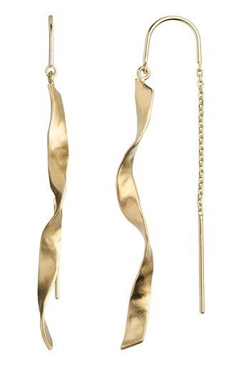 Stine A Jewelry Long Twisted Hammered Earchain With Chain Forgylt Sølv Sterling 925 