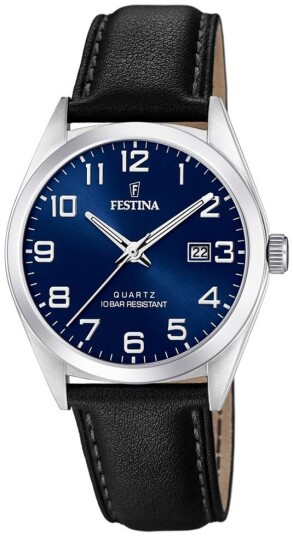 Festina Herreklokke F20446 2 Blå/Lær Ø40 mm