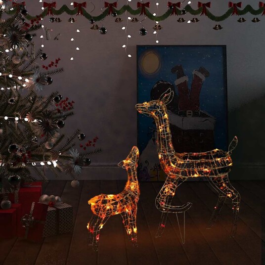 vidaXL Julereinsdyrfamilie akryl 160 LED 160 cm flerfarget