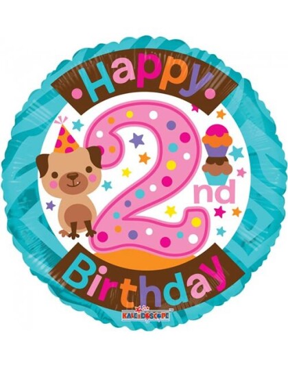 Happy 2 Birthday Girl Folieballong 46 cm