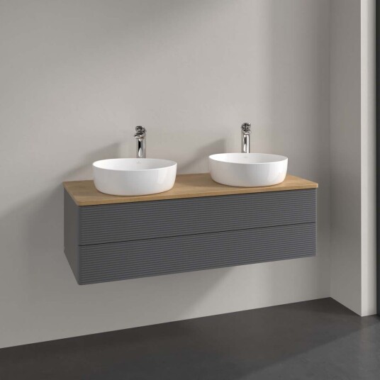 Villeroy & Boch Antao Servantskap med 2 skuffer 120x50x36 cm u/lys Antrasitt/Eik Villeroy & Boch Antao Servantskap med 2 skuffer 120x50x36 cm u/lys Antrasitt/Eik