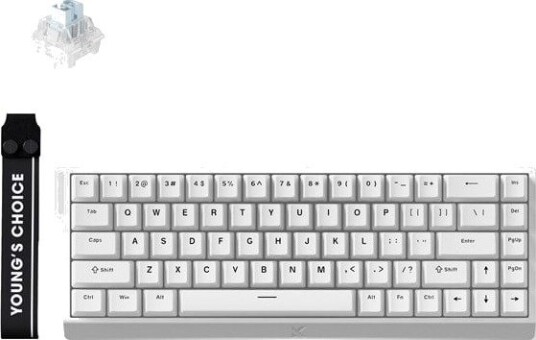 MCHOSE Ace 68 Ice Blue Magnetic Hall Effect Gamingtastatur Uten Numpad Engelsk (USA) Hvit HW-Ace68-15