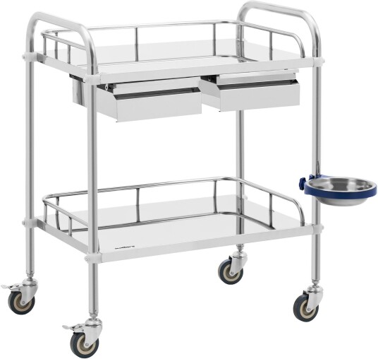 Steinberg Systems Laboratorievogn rustfritt stål 2 hyller hver 55 x 37 x 13 cm 2 skuffer 20 kg 10030862 Steinberg Systems Laboratorievogn rustfritt stål 2 hyller hver 55 x 37 x 13 cm 2 skuffer 20 kg 10030862
