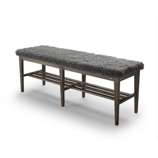 Oscarssons Möbel Nadja benk 130 cm Brunoljet ask/safeskinn look Grå