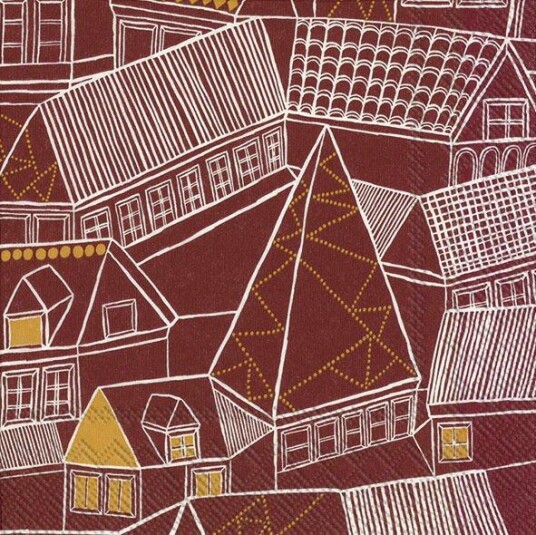 Marimekko servietter kaffe Kujiila red gold