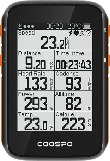 Sykkelcomputer Coospo BC200 2,6" Bluetooth GPS Puls Hastighet Tid svart oransje