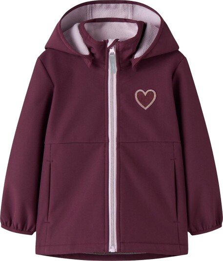 Name It Softshell Jakke m. Fleece NmfMalta05 Fig m. Hjerte Name It 6 år (116) Softshell Bordeaux Lilla Rosa