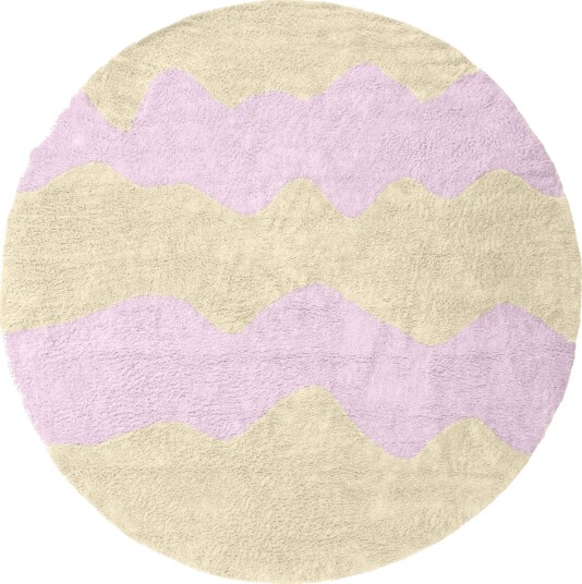 Rundt teppe Amira Natural Cotton Shaggy beige/lilla Størrelse: Ø 240 cm