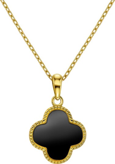 Pan Jewelry Kløver smykke i 925 forgylt sølv med syntetisk sort agat Pan Jewelry Kløver smykke i 925 forgylt sølv med syntetisk sort agat