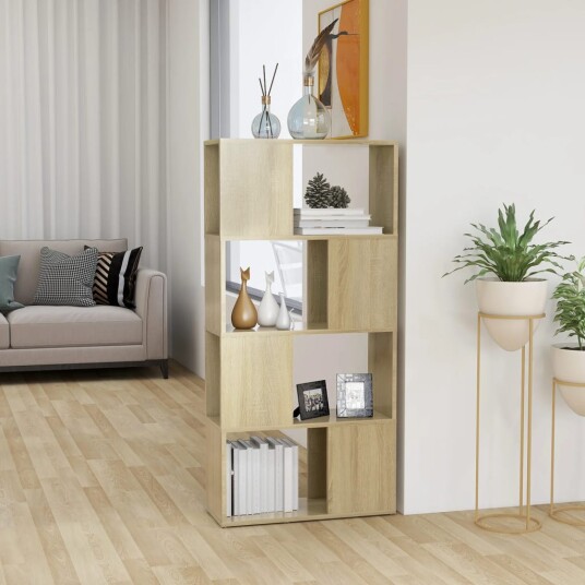vidaXL Bokhylle/romdeler sonoma eik 60x24x124,5 cm sponplate
