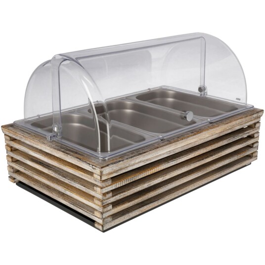 VEGA Buffetsystem komplett Natchez 10 cm rustfritt stål 3 x GN 1/3; Størrelse GN 1/1, 57.5x37x27.7 cm (LxBxH); Vintagehvit/Transparent/Stålgrå; Rektangulær