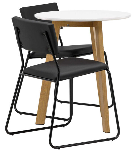 Venture Design Leonora & Kenth spisegruppe Svart/hvit 2 stoler & bord 65 cm