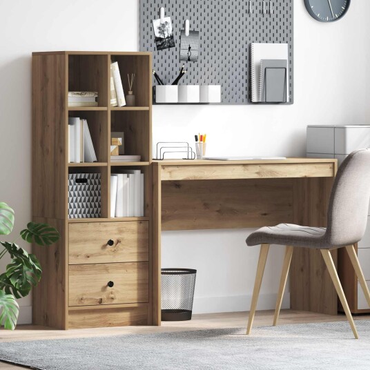  Skrivebord med lagring 2 pcs artisan eik 100 x 40 x 76 cm