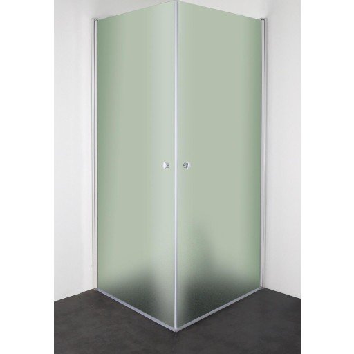 Cassøe Slim dusjhjørne, 88,5x88,5 cm, frostet glass, aluminium profil