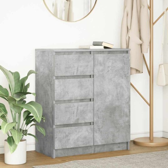 Skjenk med skuffer betonggrå 71x35x84 cm konstruert tre