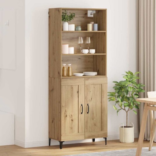 Høyskap 2 pcs artisan eik Konstruert tre