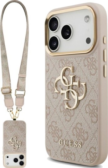 GUESS 4G Big Mobildeksel til iPhone 17 Pro med Metallknapper - Rosa