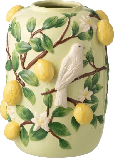 J Line Vase Bird/Lemons Grn/Yell L Green H40.5CM