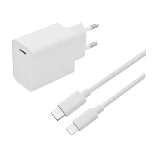 ELETRA HURTIGLADER SETT APPLE 20 W 1 M, HVIT