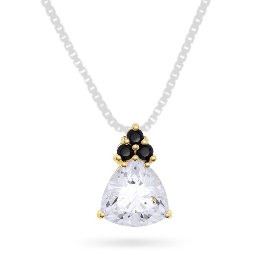 Pan Jewelry Anheng i 585 gult gull med sort nano glasssten og zirkonia