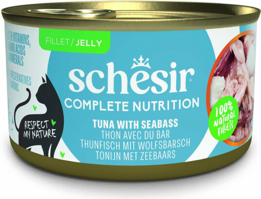 Schesir Våtfôr Complete Nutrition Filet I Gelé Tunfisk Med Havabbor 24 X 85 G