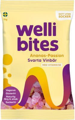 Wellibites Ananas-Passion & Svarta Vinbär 70g Wellibites Ananas-Passion & Svarta Vinbär 70g