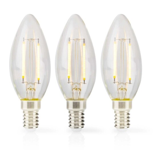 Nedis LED lyspære E14 Lyshvit 2 W 250 lm 2700 K Varm Hvit Retro Style 3 stk. Klart
