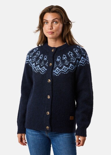 Swedemount Lofoten Wool Knit Cardigan W Navy Melange 38 Sweatshirts