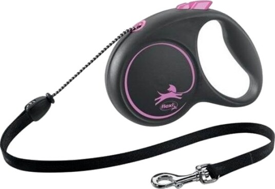 Flexi M Hundebånd 5 m Black Design Rosa, Maks 20 kg