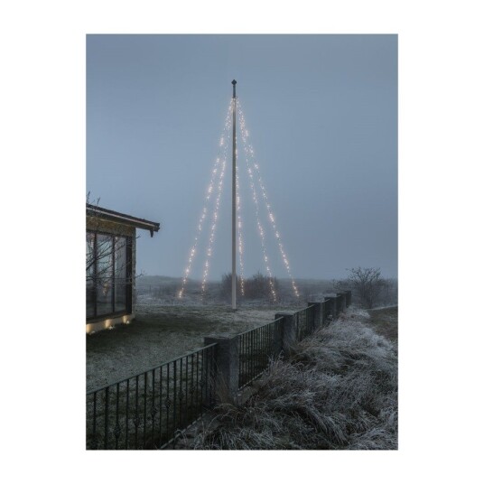 Konstsmide Flaggstangsløyfe 5x100 frost. Varm hvit LED svart myk kabel 24V / IP44 Konstsmide Flaggstangsløyfe 5x100 frost. Varm hvit LED svart myk kabel 24V / IP44