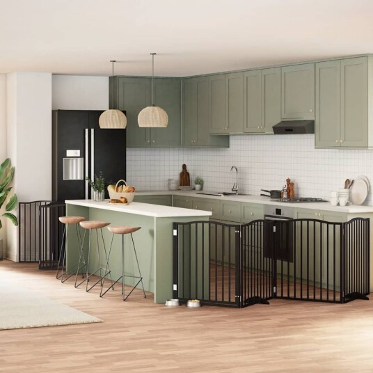 Vidaxl Hundeport Sammenleggbar 12 Paneler Svart 960 cm Poppeltre