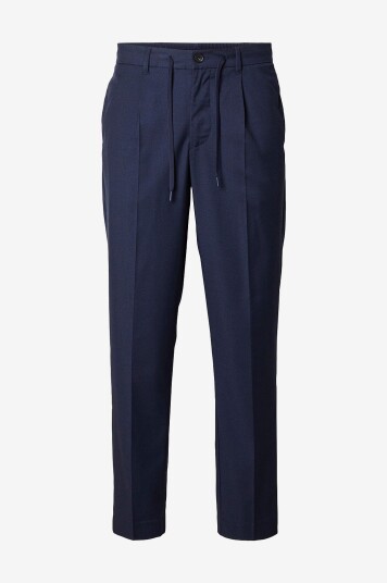 Selected Homme Bukser Slh190 reg Tapered Leroy Pleat Pant Blå