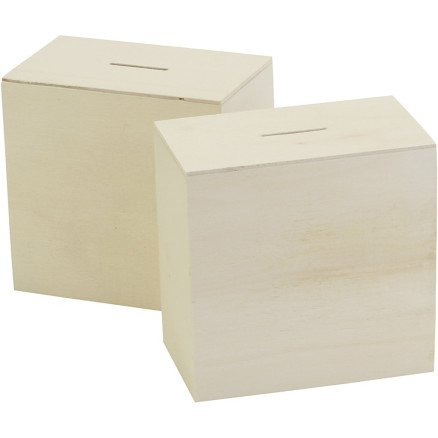 Diverse Sparebøsser i tre str 10x10x6 cm 10 stk 1 pk