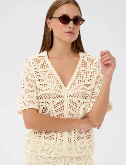 Soaked in Luxury Slanamy Polo Blouse CreaM Soaked in Luxury Slanamy Polo Blouse CreaM