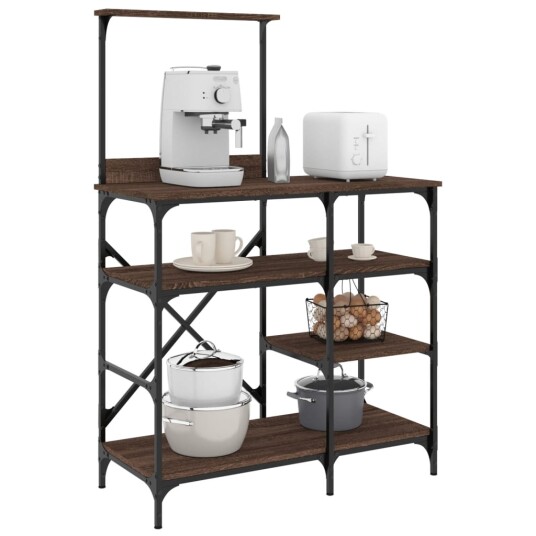 Bakehylle brun eik 90x40x132 cm konstruert tre og metall 845420 Bakehylle brun eik 90x40x132 cm konstruert tre og metall 845420