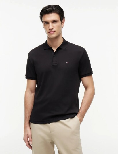 Tommy Hilfiger Liquid Cotton Essential Reg Polo Black L