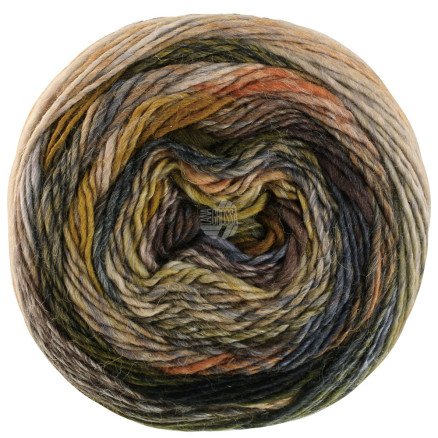Lana Grossa Colorissimo Garn 215 Brun/Sølv/Lys Grå/Lys Beige/Blå/Forest Green