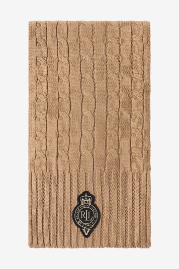 Ralph Lauren Lauren Skjerf Polyester Blend cable Crest Ptch Scf Beige