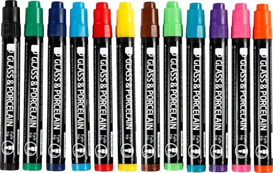 Glass og Porselenstusj Creativ Company Strek 1 3 mm Semi Opaque 12 stk/1 Pk