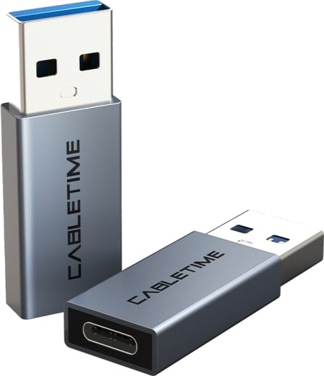 Cabletime Cp77g Usb Type-A Usb Type-C Grå