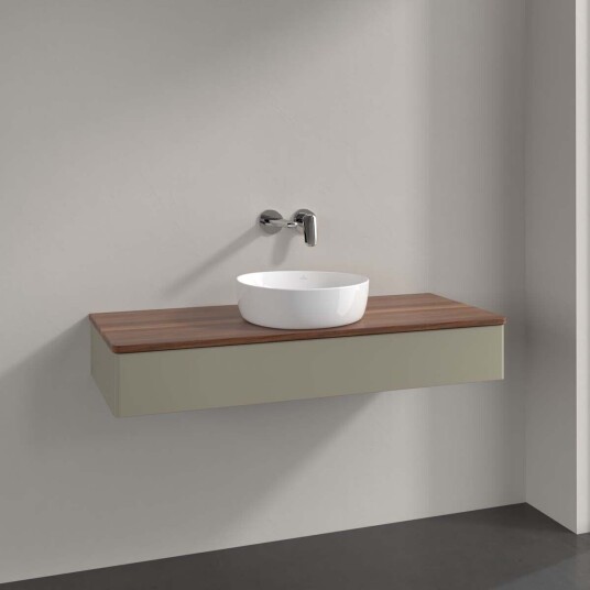 Villeroy & Boch Antao Servantskap med 1 skuff 120x50x19 cm m/lys Steingrå/Valnøtt Villeroy & Boch Antao Servantskap med 1 skuff 120x50x19 cm m/lys Steingrå/Valnøtt