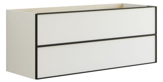 Dansani Inzo Alu-ramme Svart Servantskap 2 Skuff H48cm Hvit Matt / 120cm Dobbel DA-M12-8010