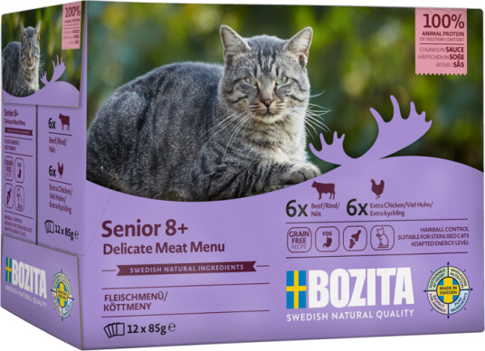 Bozita Senior 8+ Kjøtt i saus Multibox 12 x 85g Kattemat