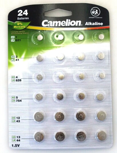 24-Pak - Ulike Batterier Knappecelle / Knappecellebatteri