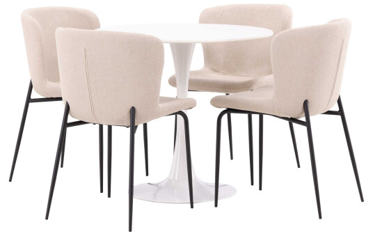 Venture Design Hamden & Modesto spisegruppe Mørkegrå/svart 4 stoler & bord 80 cm