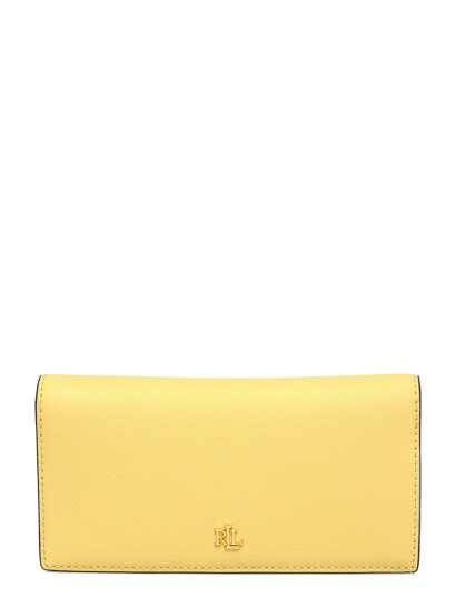 Lauren Ralph Lauren Crosshatch Leather Slim Wallet   Yellow   ONE SIZE